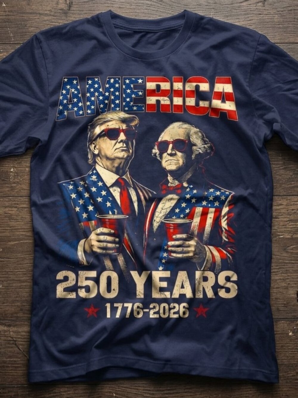 Vintage America 250 Years 1776-2026 Patriotic Trump USA Graphic Tee